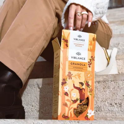 gingerbread granola girl snacking