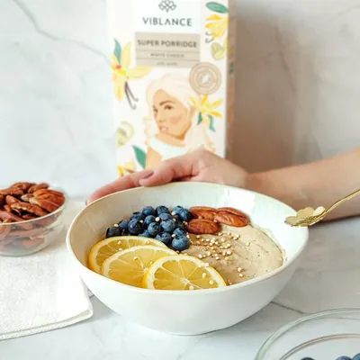 white choco porridge dessert bowl