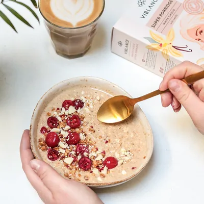 white choco porridge vegan dessert